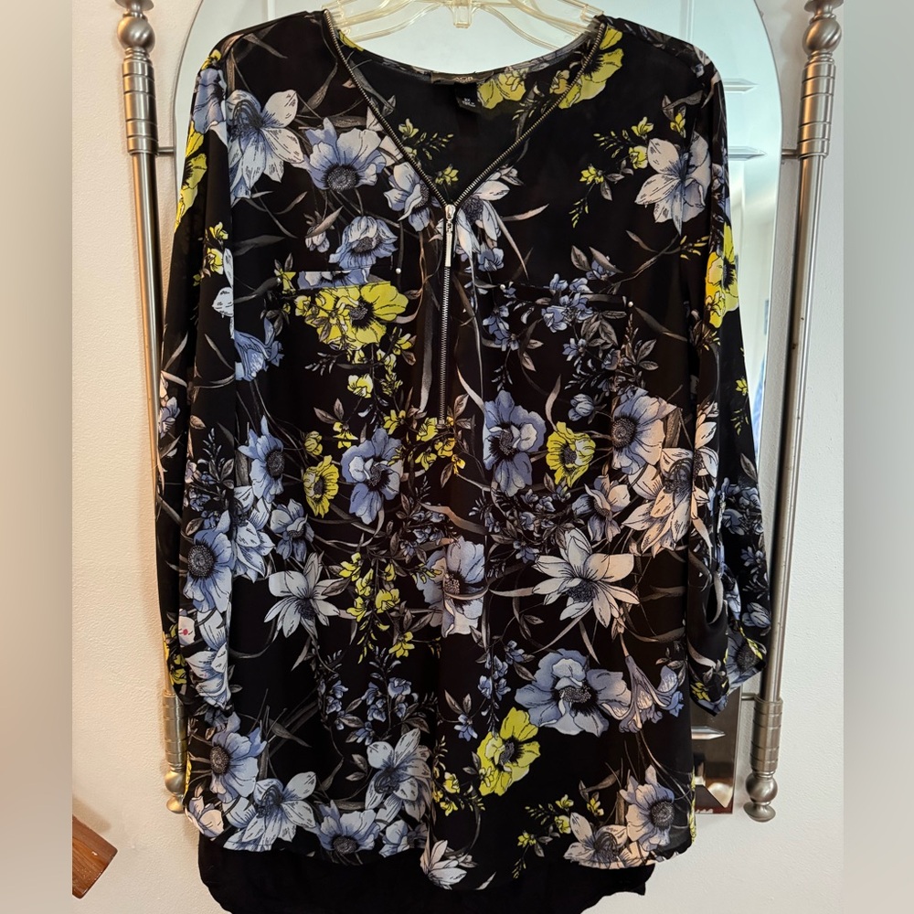 AGB Black and Yellow Floral Top